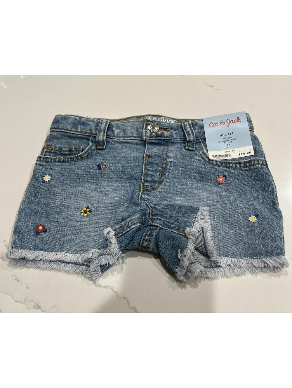 Toddler Girls' Floral Embroidered Shorts - Cat & Jack™  5T: Machine Washable